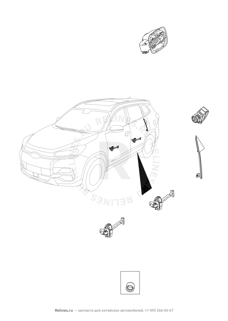 Запчасти Chery Tiggo 8 Поколение I (2018)  — Ограничитель двери (3) — схема