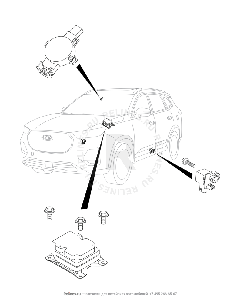 Запчасти Chery Tiggo 8 Pro Max Поколение I (2022)  — Блок управления подушками безопасности (Airbag) (3) — схема