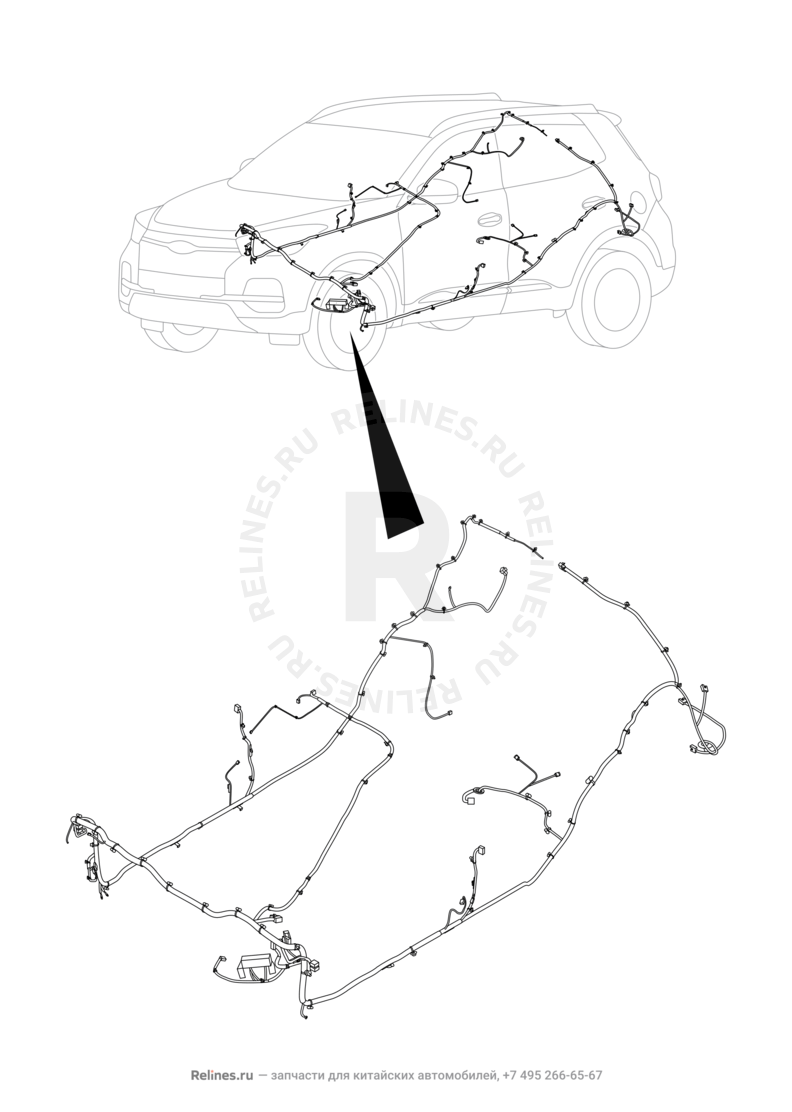Проводка пола и багажного отсека (багажника) Chery Tiggo 4 — схема