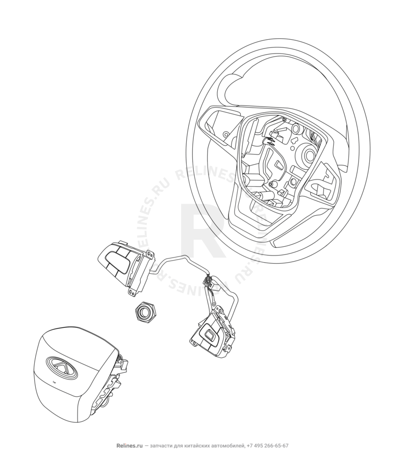 Запчасти Chery Tiggo 4 Поколение I — рестайлинг (2018)  — Рулевое колесо (руль) и подушки безопасности (5) — схема