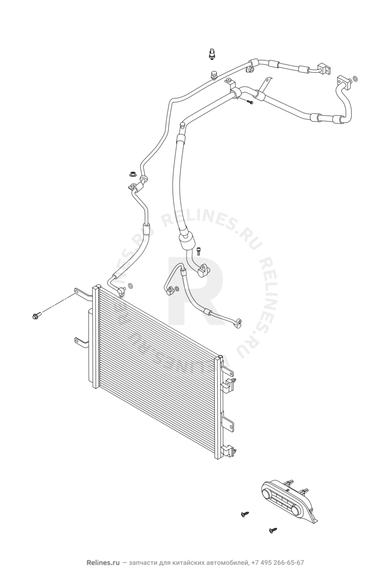 Запчасти Chery Tiggo 4 Поколение I — рестайлинг (2018)  — Компрессор и трубки кондиционера (4) — схема