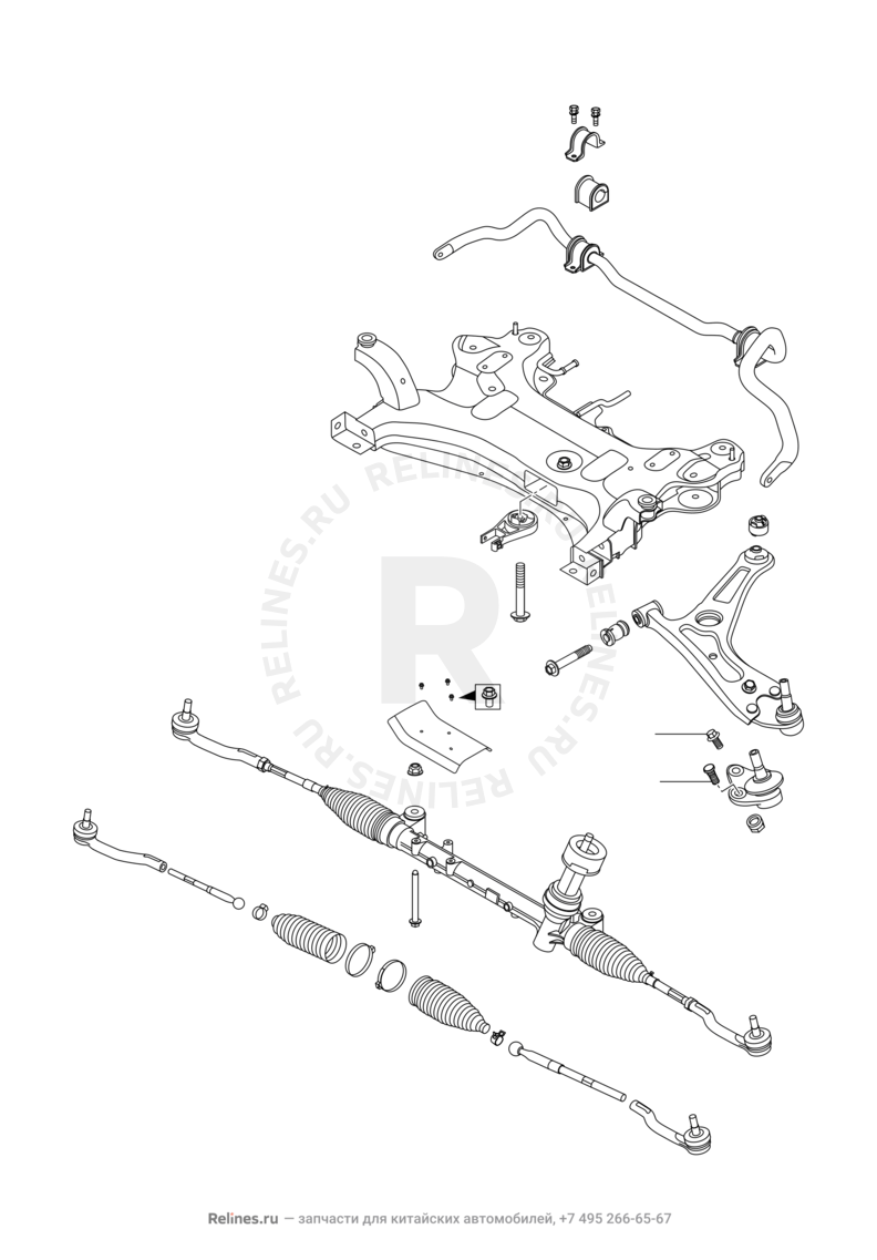 Подрамник и рулевая рейка Chery Tiggo 4 — схема