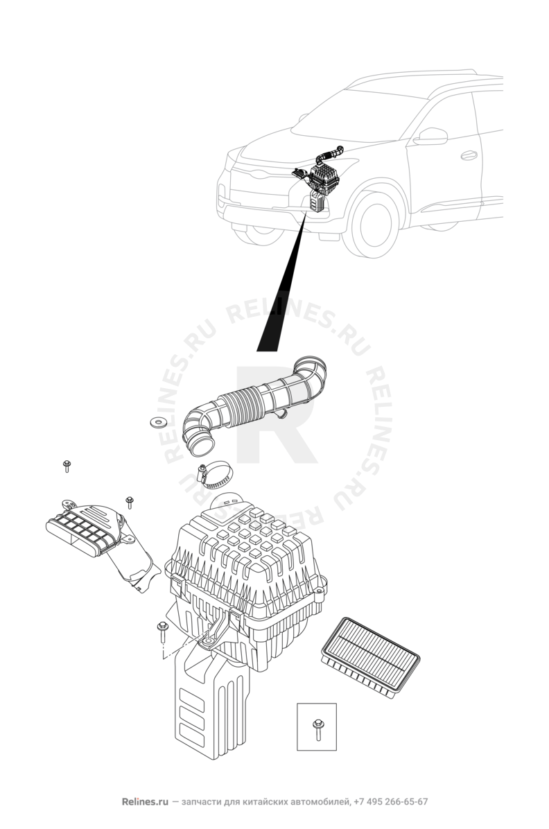 Запчасти Chery Tiggo 4 Поколение I — рестайлинг (2018)  — Воздушный фильтр и корпус (6) — схема