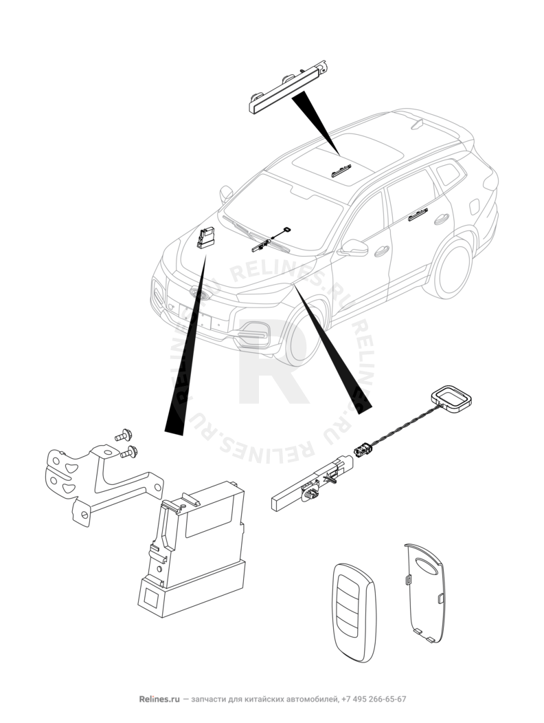 Запчасти Chery Tiggo 8 Поколение I (2018)  — Система бесключевого доступа (4) — схема