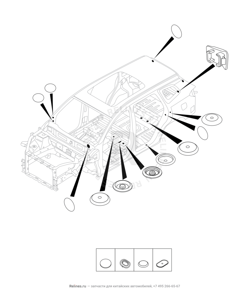 Запчасти Chery Tiggo 8 Pro Max Поколение I (2022)  — Заглушки, прокладки, накладки (11) — схема