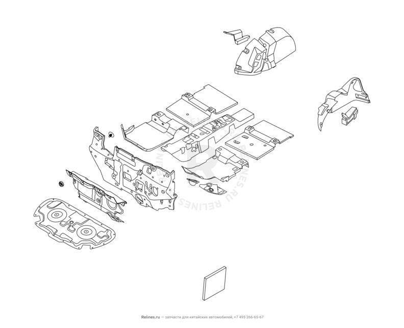 Запчасти Chery Tiggo 7 Pro Max Поколение I (2022)  — Шумоизоляция (2) — схема