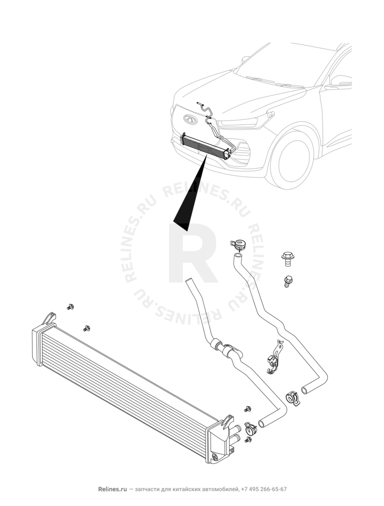 Запчасти Chery Tiggo 4 Pro Поколение I (2021)  — Радиатор воздушный (интеркулер) (2) — схема