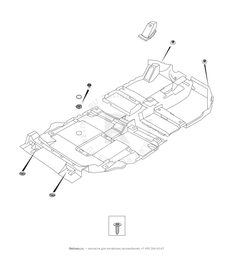 Запчасти Chery Tiggo 8 Pro Max Поколение I (2022)  — Обшивка (ковер) и комплектующие пола (6) — схема