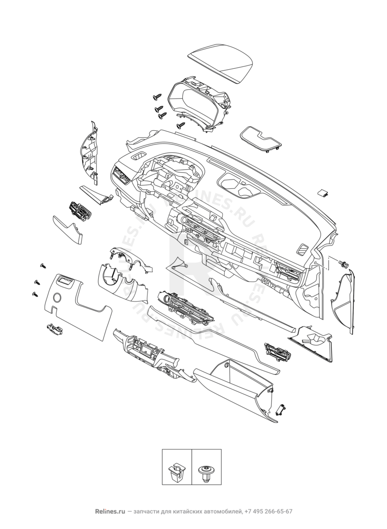 Запчасти Chery Tiggo 4 Поколение I — рестайлинг (2018)  — Передняя панель (торпедо) (1) — схема