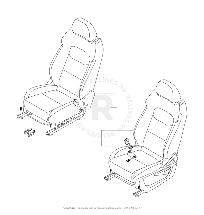 Запчасти Chery Tiggo 4 Поколение I — рестайлинг (2018)  — Передние сиденья — схема