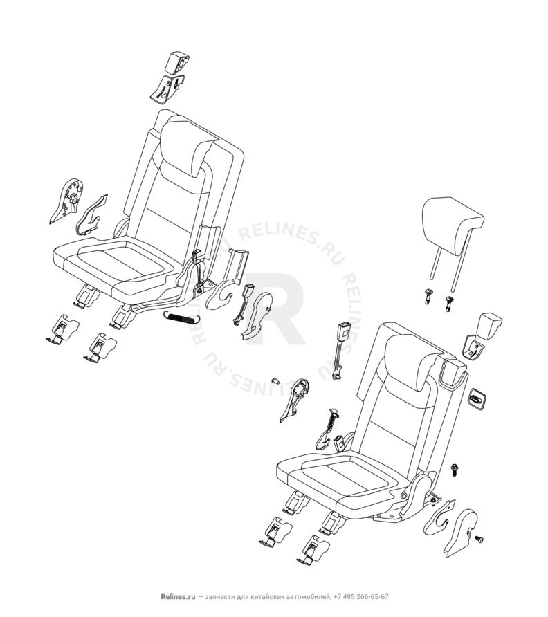 Запчасти Chery Tiggo 8 Поколение I (2018)  — Крышка крепления сиденья (2) — схема