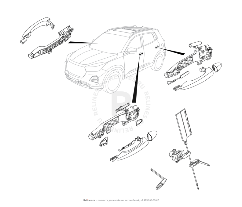 Ручки дверей наружные Chery Tiggo 4 Pro — схема