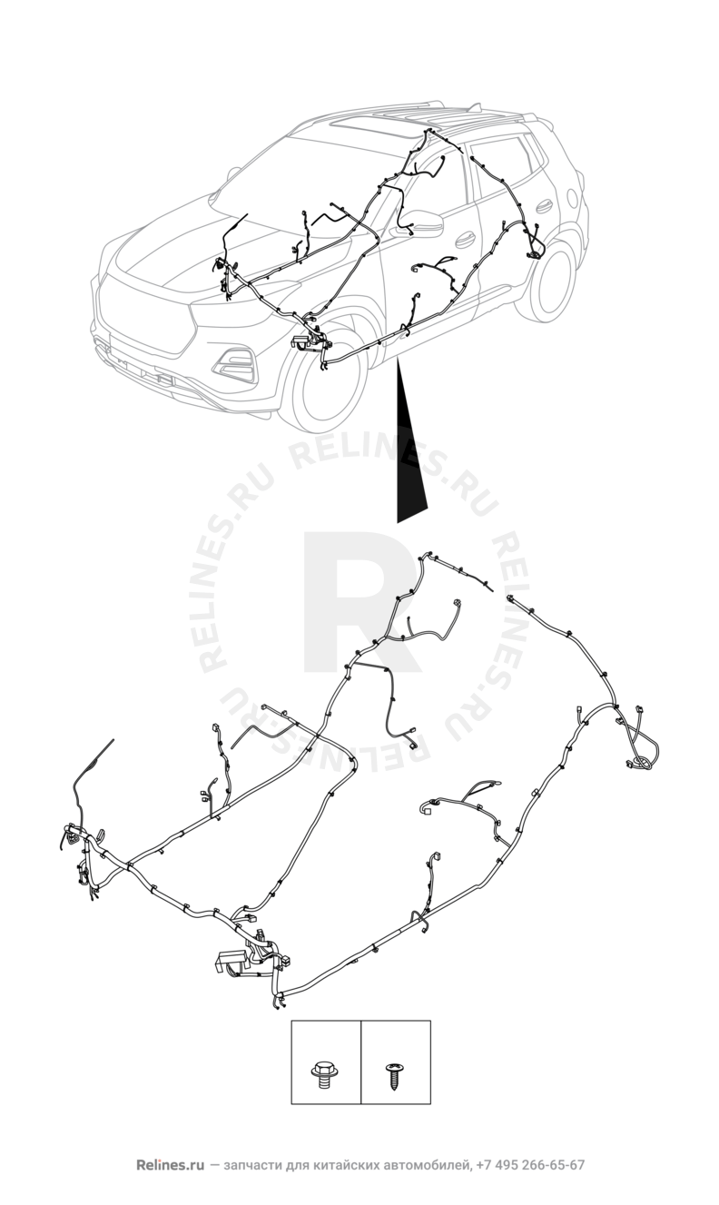 Запчасти Chery Tiggo 4 Pro Поколение I (2021)  — Проводка пола и багажного отсека (багажника) — схема