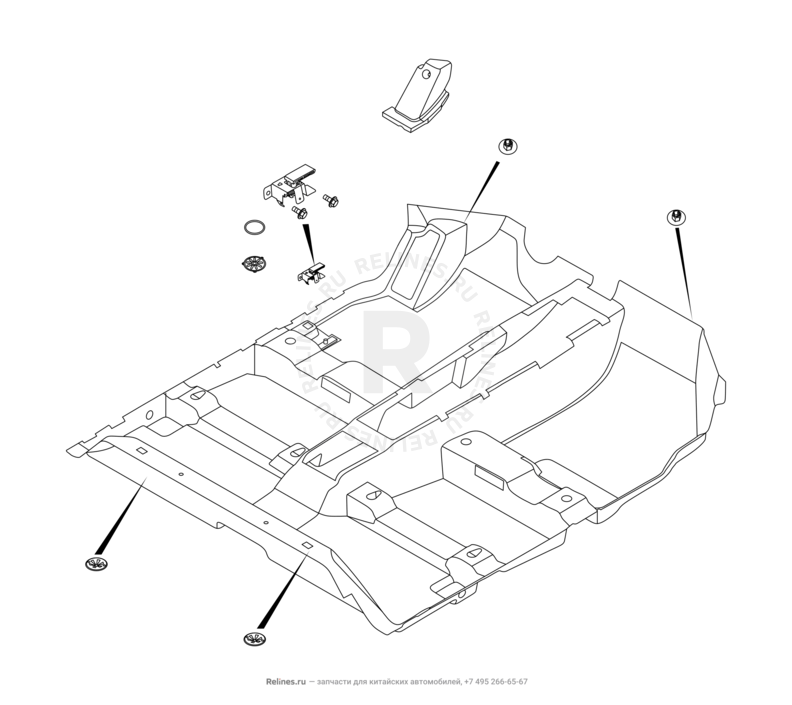Запчасти Chery Tiggo 4 Pro Поколение I (2021)  — Обшивка (ковер) и комплектующие пола (2) — схема