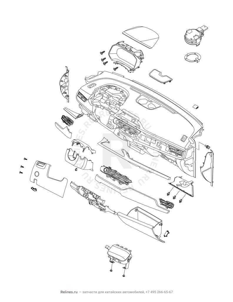 Запчасти Chery Tiggo 4 Pro Поколение I (2021)  — Передняя панель (торпедо) (2) — схема