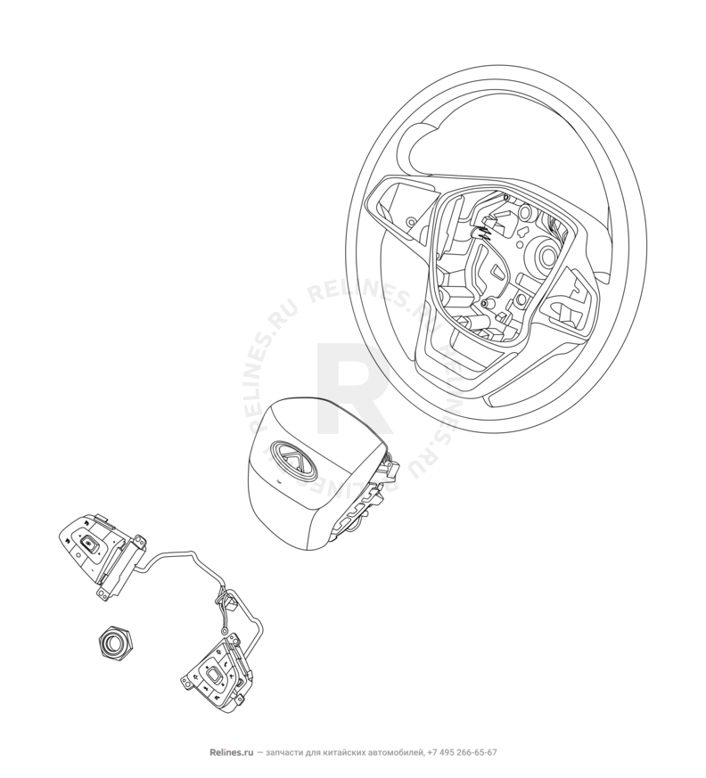 Запчасти Chery Tiggo 4 Pro Поколение I (2021)  — Рулевое колесо (руль) и подушки безопасности (2) — схема