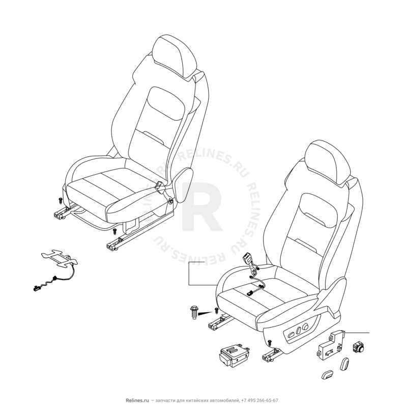 Запчасти Chery Tiggo 4 Pro Поколение I (2021)  — Передние сиденья (2) — схема