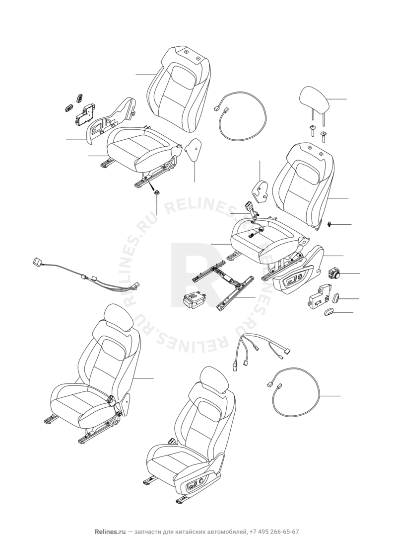 Запчасти Chery Tiggo 8 Поколение I (2018)  — Передние сиденья (3) — схема