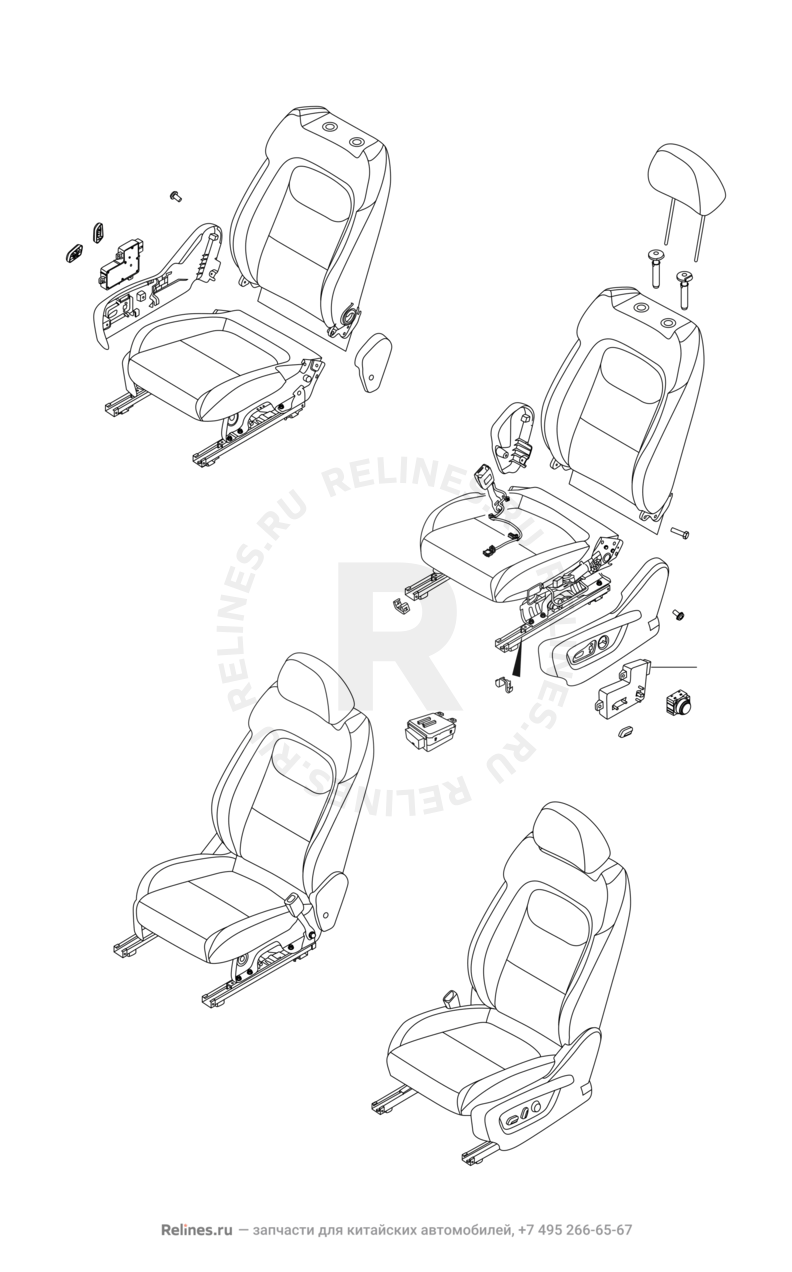 Запчасти Chery Tiggo 7 Pro Поколение I (2020)  — Передние сиденья — схема