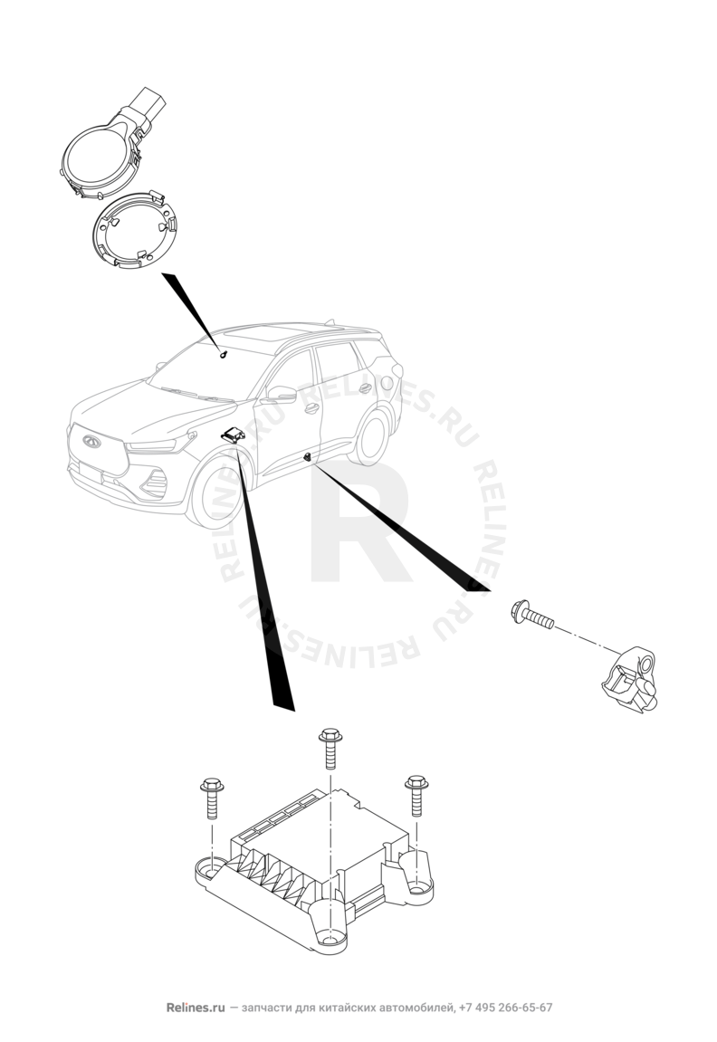 Запчасти Chery Tiggo 7 Pro Поколение I (2020)  — Блок управления подушками безопасности (Airbag) (1) — схема