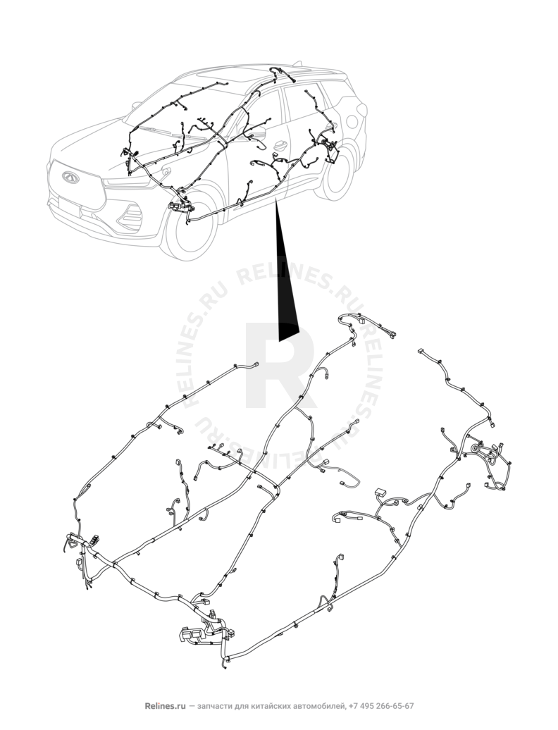 Запчасти Chery Tiggo 7 Pro Поколение I (2020)  — Проводка пола и багажного отсека (багажника) — схема
