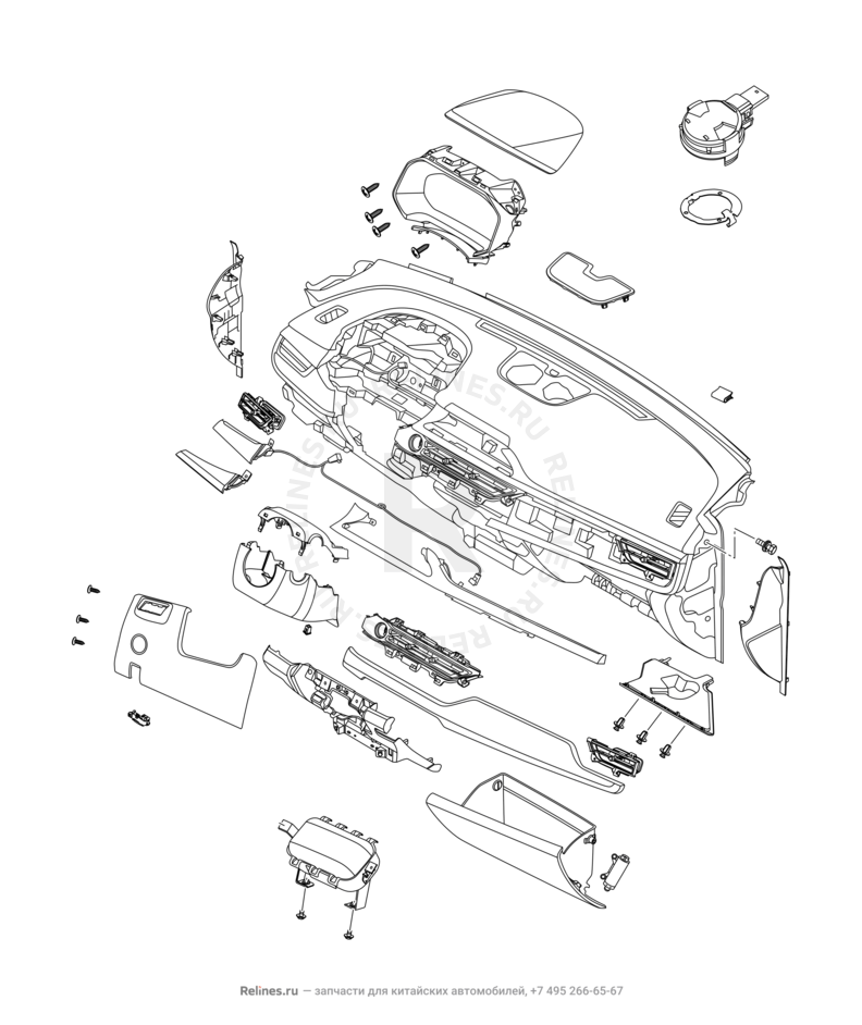 Запчасти Chery Tiggo 4 Pro Поколение I (2021)  — Передняя панель (торпедо) (3) — схема