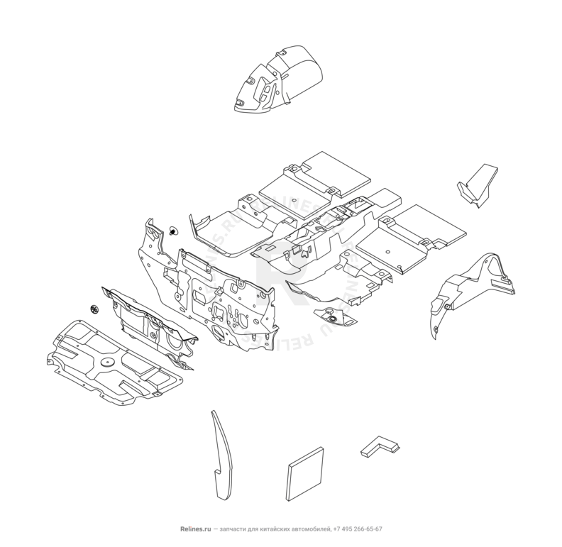 Запчасти Chery Tiggo 4 Pro Поколение I (2021)  — Шумоизоляция (4) — схема