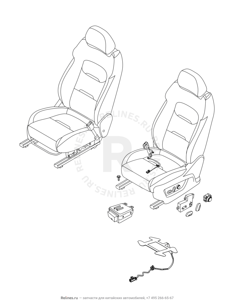 Запчасти Chery Tiggo 4 Pro Поколение I (2021)  — Передние сиденья (3) — схема