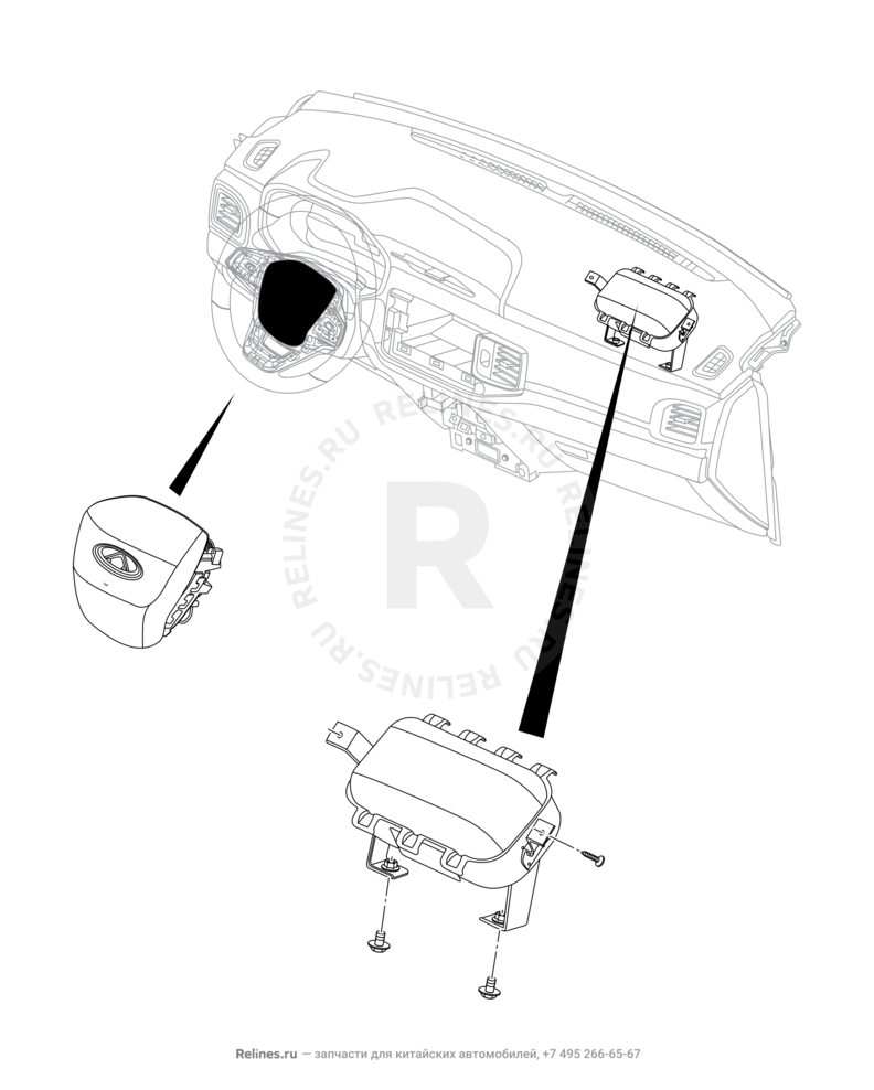 Запчасти Chery Tiggo 4 Поколение I — рестайлинг (2018)  — Подушки безопасности — схема