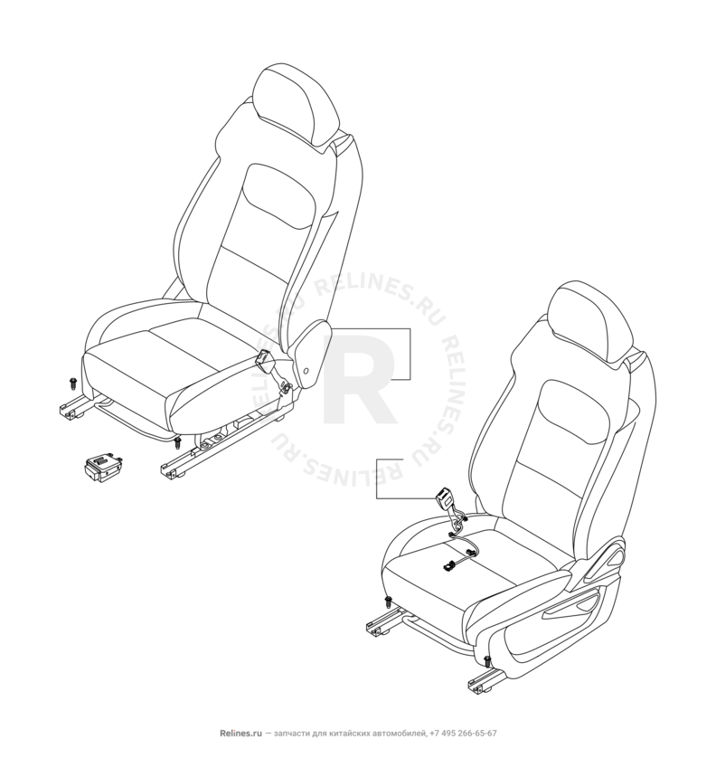 Передние сиденья Chery Tiggo 4 Pro — схема