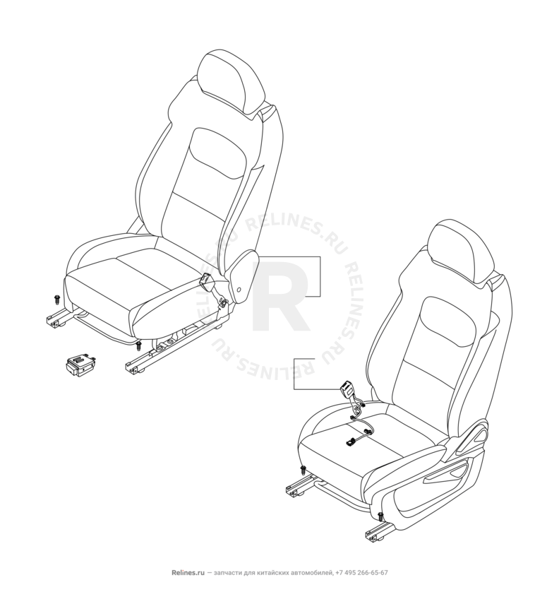 Запчасти Chery Tiggo 4 Pro Поколение I (2021)  — Передние сиденья — схема