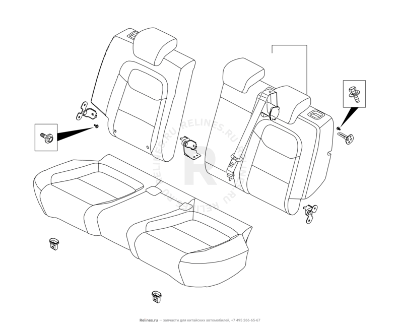 Запчасти Chery Tiggo 4 Pro Поколение I (2021)  — Сиденья — схема