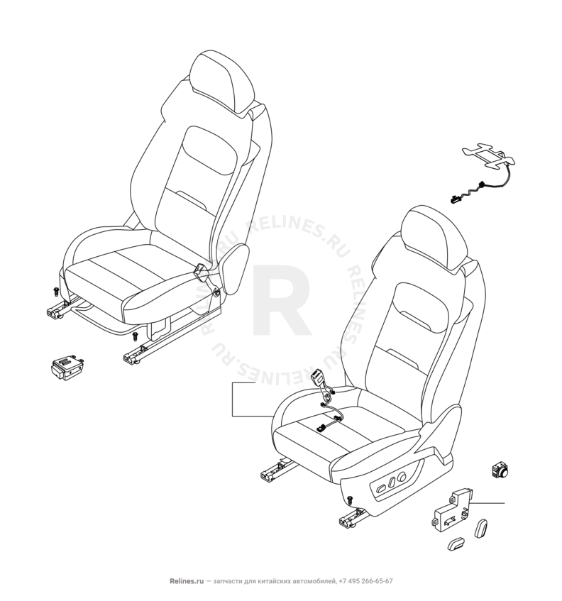 Запчасти Chery Tiggo 4 Pro Поколение I (2021)  — Передние сиденья — схема