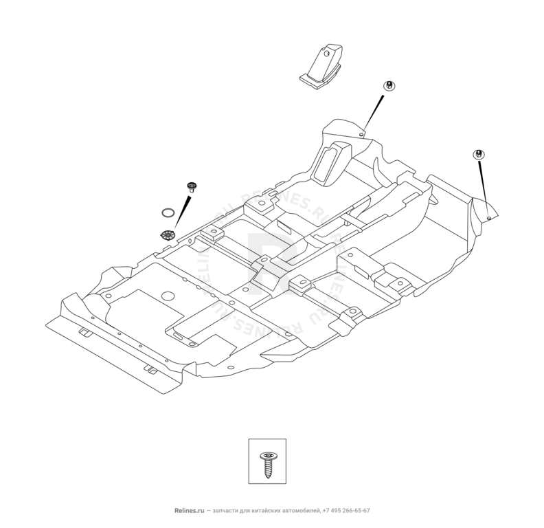 Запчасти Chery Tiggo 8 Pro Max Поколение I (2022)  — Обшивка (ковер) и комплектующие пола (3) — схема