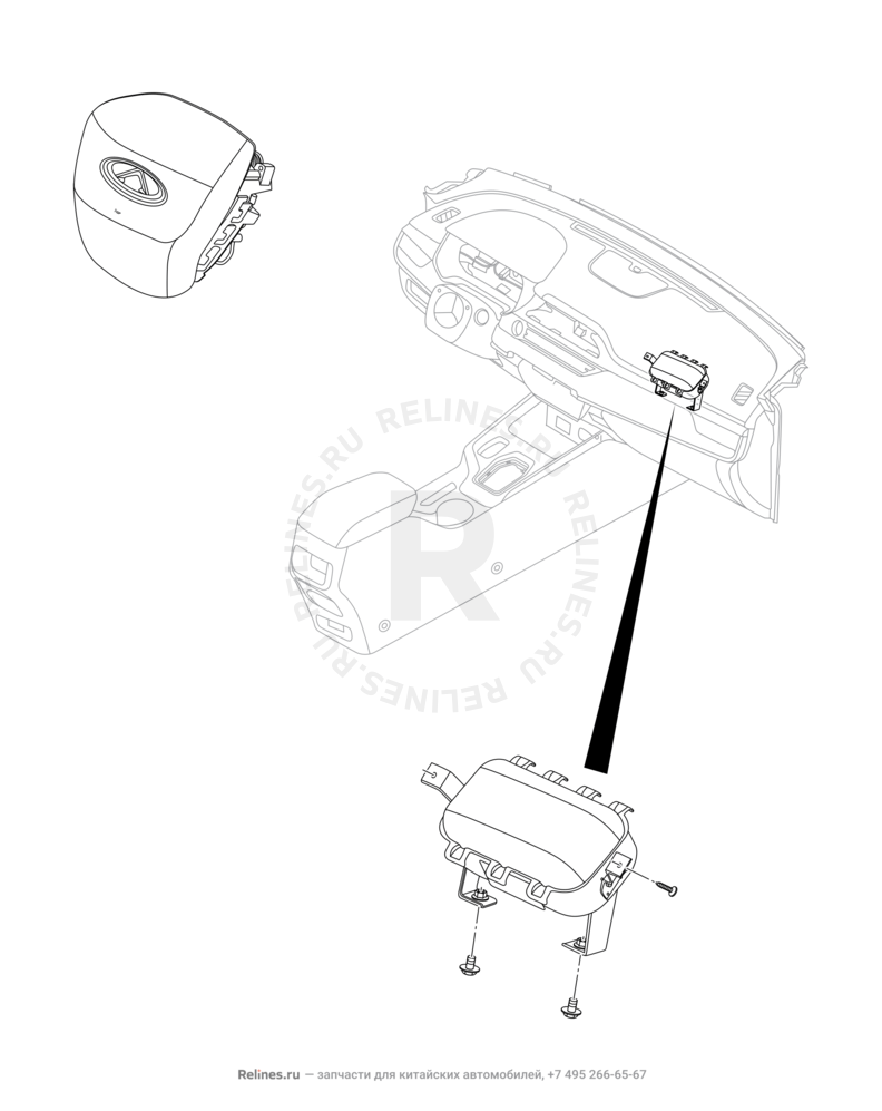 Запчасти Chery Tiggo 4 Pro Поколение I (2021)  — Подушки безопасности — схема
