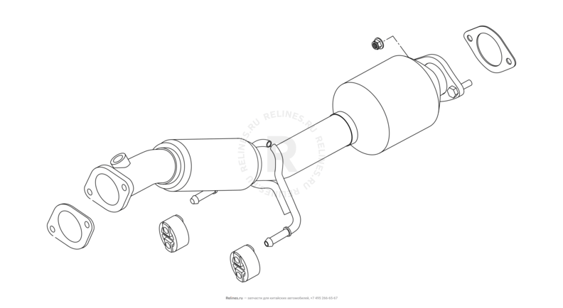 Запчасти Chery Tiggo 4 Pro Поколение I (2021)  — Выпускная система (5) — схема