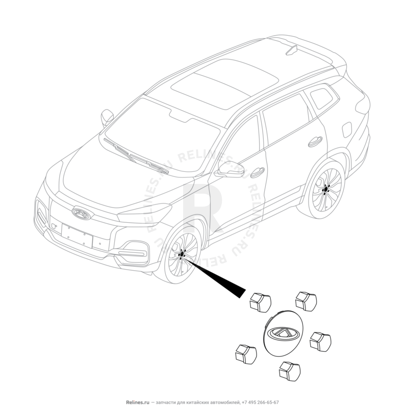 Запчасти Chery Tiggo 8 Поколение I (2018)  — Колпак колеса (литой диск) (2) — схема