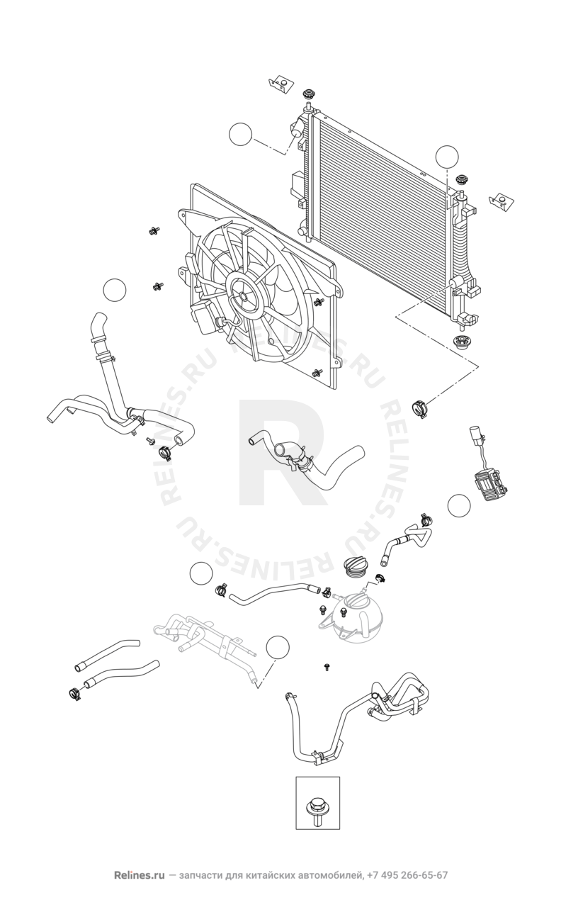 Запчасти Chery Tiggo 8 Pro Max Поколение I (2022)  — Радиатор охлаждения двигателя (3) — схема
