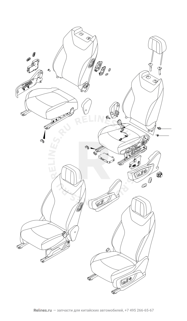 Запчасти Chery Tiggo 8 Pro Max Поколение I (2022)  — Передние сиденья (4) — схема