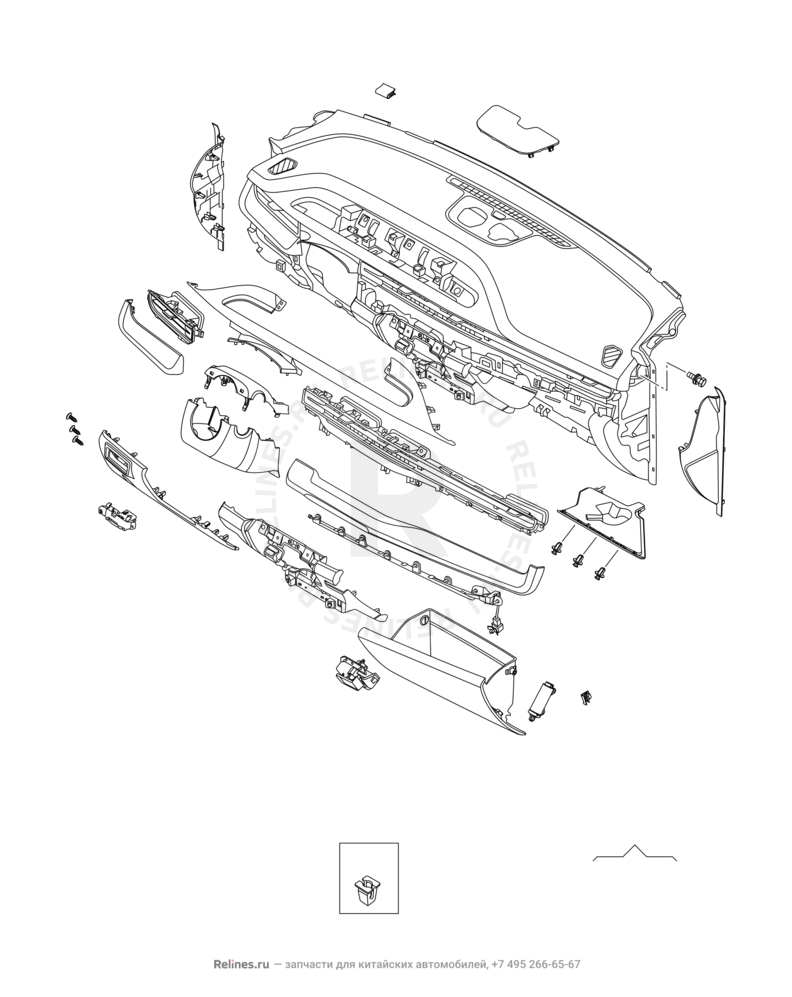 Запчасти Chery Tiggo 8 Pro Max Поколение I (2022)  — Передняя панель (торпедо) (5) — схема