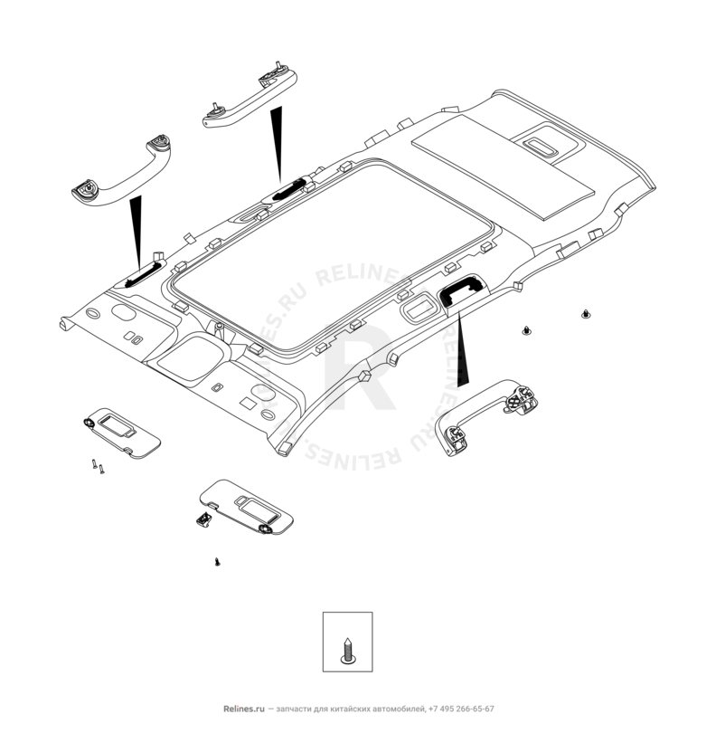 Запчасти Chery Tiggo 8 Pro Max Поколение I (2022)  — Обшивка и комплектующие крыши (потолка) (7) — схема
