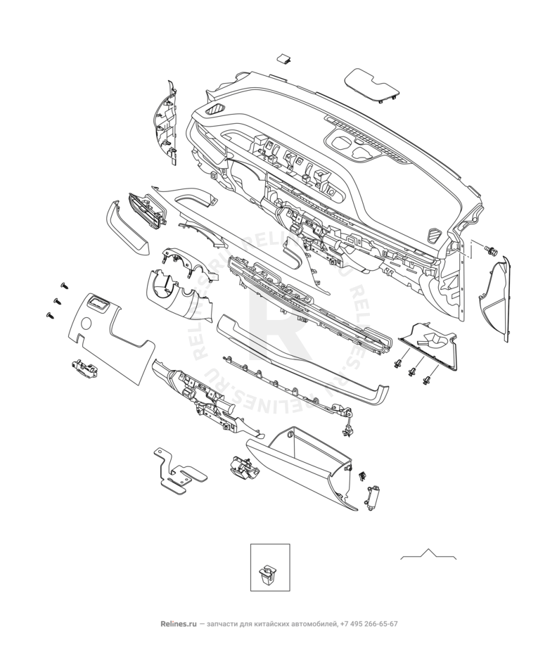 Запчасти Chery Tiggo 8 Pro Max Поколение I (2022)  — Передняя панель (торпедо) (8) — схема