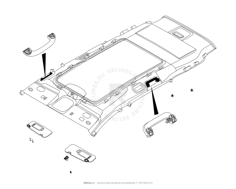 Запчасти Chery Tiggo 8 Pro Max Поколение I (2022)  — Обшивка и комплектующие крыши (потолка) (5) — схема