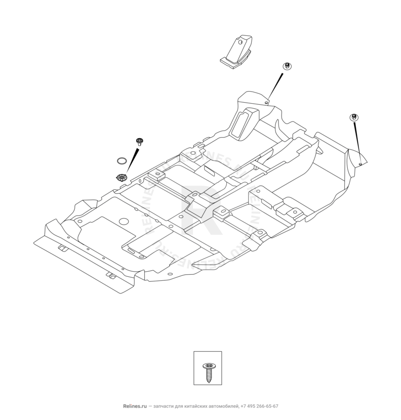 Запчасти Chery Tiggo 8 Pro Max Поколение I (2022)  — Обшивка (ковер) и комплектующие пола (4) — схема