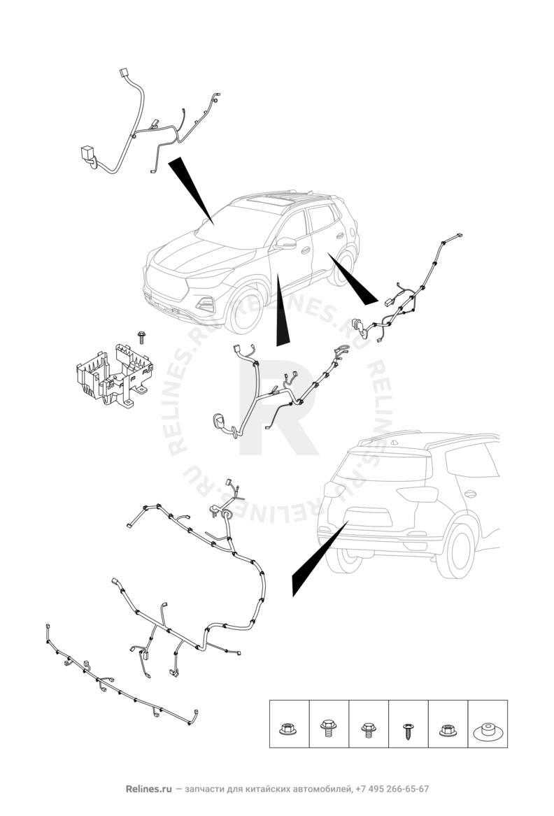 Запчасти Chery Tiggo 4 Pro Поколение I (2021)  — Жгуты проводки — схема