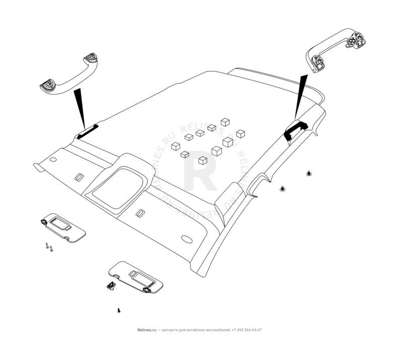 Запчасти Chery Tiggo 4 Pro Поколение I (2021)  — Обшивка и комплектующие крыши (потолка) (8) — схема