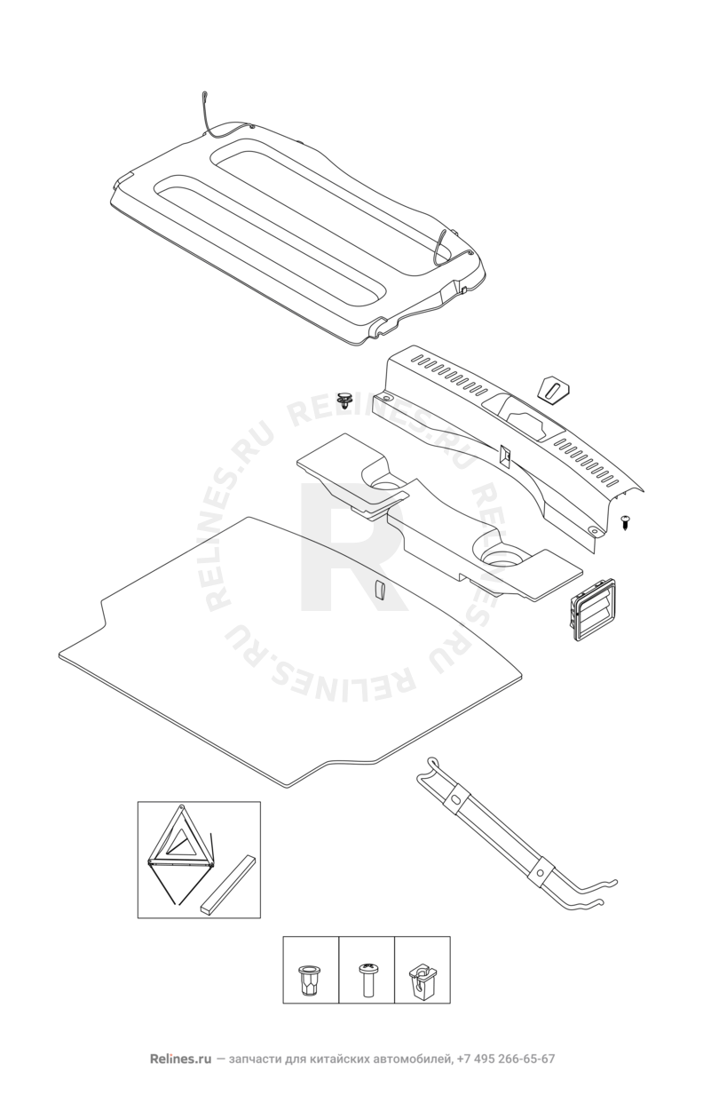 Запчасти Chery Tiggo 4 Pro Поколение I (2021)  — Обшивка багажного отсека (багажника) (4) — схема