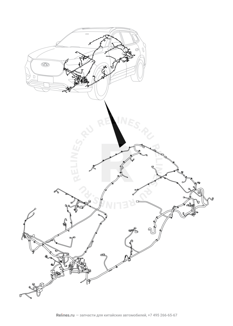 Запчасти Chery Tiggo 8 Pro Max Поколение I (2022)  — Проводка пола и багажного отсека (багажника) — схема