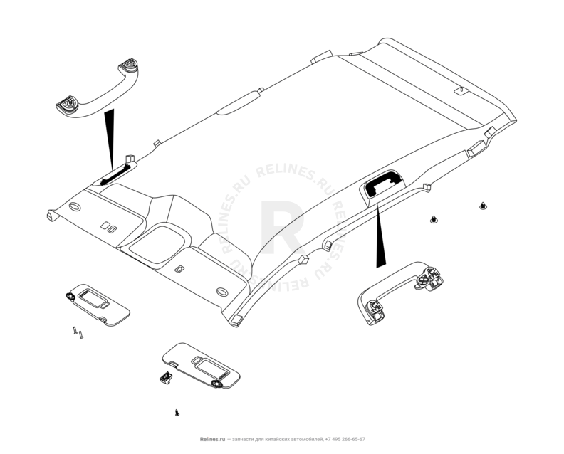 Обшивка и комплектующие крыши (потолка) (1) Chery Tiggo 7 Pro Max — схема