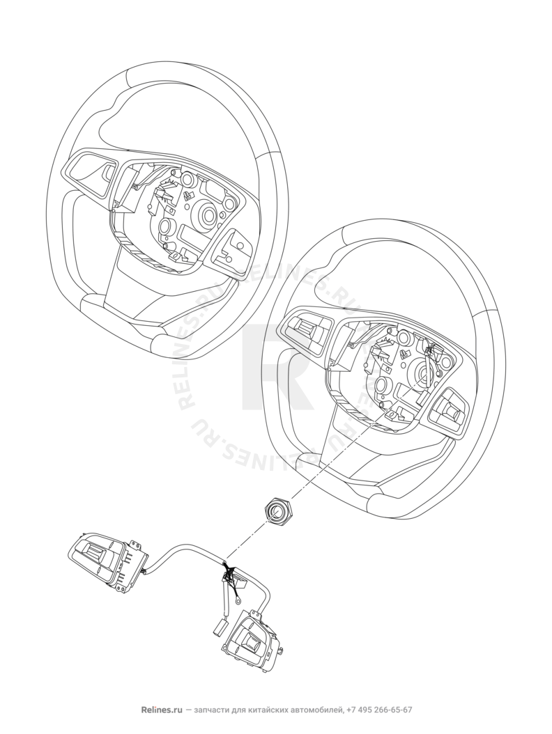 Запчасти Chery Tiggo 7 Pro Max Поколение I (2022)  — Рулевое колесо (руль) и подушки безопасности (1) — схема
